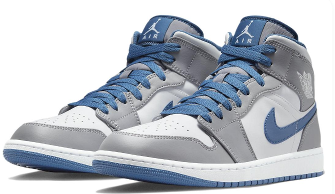 Air Jordan 1 Mid Sneakers – Cement Grey True Blue