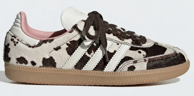 adidas Samba OG Cow Print da Donna – Marrone Scuro / Bianco Sporco / Gum 3